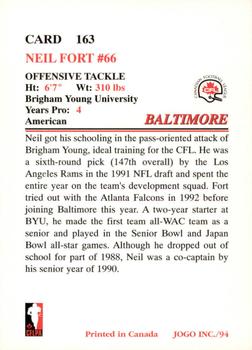 1994 JOGO #163 Neal Fort Back