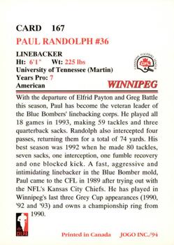 1994 JOGO #167 Paul Randolph Back