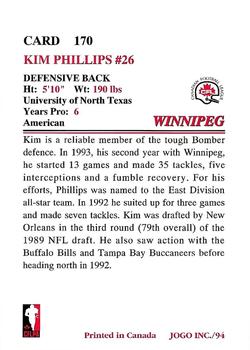 1994 JOGO #170 Kim Phillips Back
