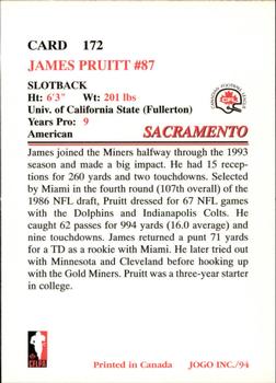 1994 JOGO #172 James Pruitt Back