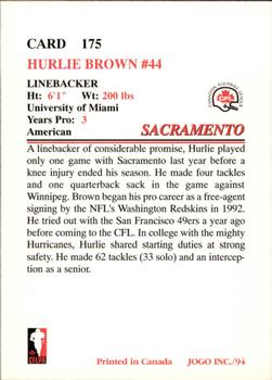 1994 JOGO #175 Hurlie Brown Back