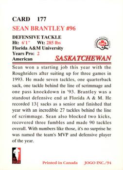 1994 JOGO #177 Sean Brantley Back