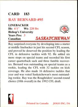 1994 JOGO #183 Ray Bernard Back