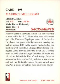 1994 JOGO #195 Maurice Miller Back