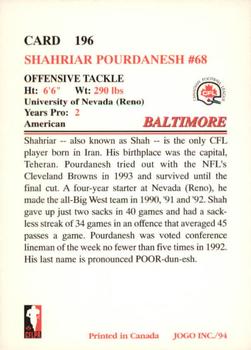 1994 JOGO #196 Shar Pourdanesh Back