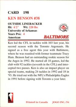 1994 JOGO #198 Ken Benson Back