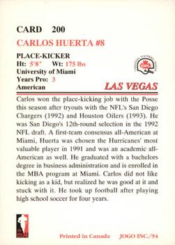 1994 JOGO #200 Carlos Huerta Back
