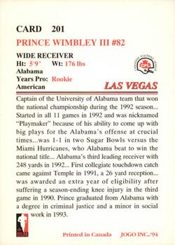 1994 JOGO #201 Prince Wimbley Back
