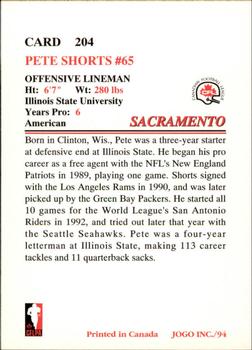 1994 JOGO #204 Peter Shorts Back