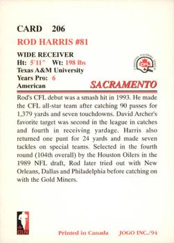 1994 JOGO #206 Rod Harris Back