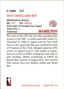 1994 JOGO #217 Don Odegard Back