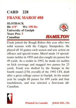 1994 JOGO #228 Frank Marof Back