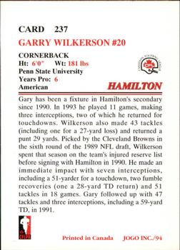 1994 JOGO #237 Gary Wilkerson Back