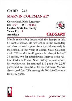 1994 JOGO #246 Marvin Coleman Back