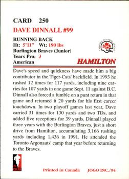 1994 JOGO #250 Dave Dinnall Back