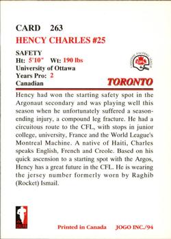 1994 JOGO #263 Hency Charles Back