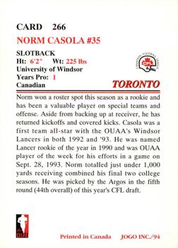 1994 JOGO #266 Norm Casola Back