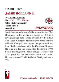 1994 JOGO #277 Jamie Holland Back