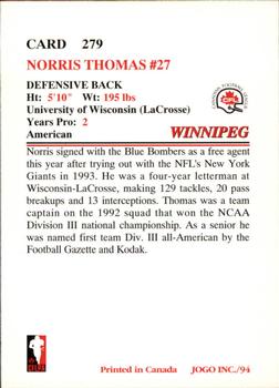 1994 JOGO #279 Norris Thomas Back