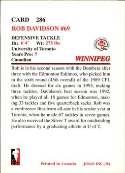 1994 JOGO #286 Rob Davidson Back