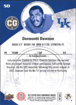 2014 Upper Deck Conference Greats - Pewter #50 Dermontti Dawson Back