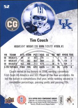 2014 Upper Deck Conference Greats - Pewter #52 Tim Couch Back