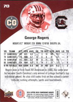 2014 Upper Deck Conference Greats - Pewter #70 George Rogers Back