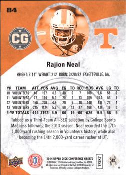 2014 Upper Deck Conference Greats - Pewter #84 Rajion Neal Back