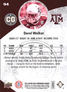 2014 Upper Deck Conference Greats - Pewter #94 Derel Walker Back