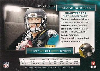 2014 Panini Playbook - Rookie Xs and Os Material Die Cuts #RXO-BB Blake Bortles Back