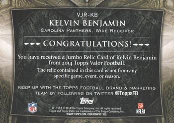 2014 Topps Valor - Jumbo Relics #VJR-KB Kelvin Benjamin Back