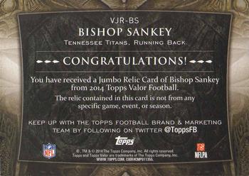 2014 Topps Valor - Jumbo Relics #VJR-BS Bishop Sankey Back