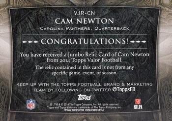 2014 Topps Valor - Jumbo Relics Strength #VJR-CN Cam Newton Back