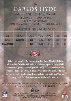 2014 Topps Valor - Speed #36 Carlos Hyde Back