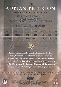 2014 Topps Valor - Speed #100 Adrian Peterson Back