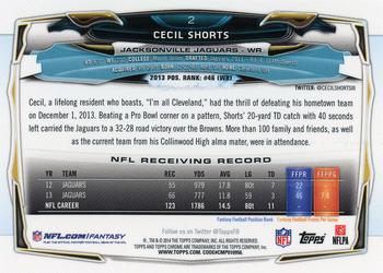 2014 Topps Chrome - Xfractors #2 Cecil Shorts Back