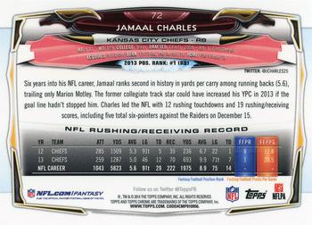 2014 Topps Chrome - Xfractors #72 Jamaal Charles Back