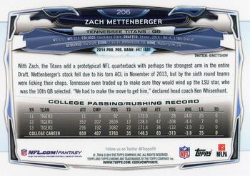 2014 Topps Chrome - Xfractors #206 Zach Mettenberger Back
