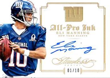 2014 Panini Flawless - All Pro Ink Gold #5 Eli Manning Front