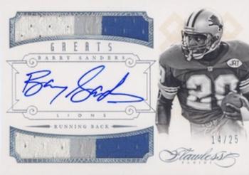 2014 Panini Flawless - Greats Dual Patch Autographs #3 Barry Sanders Front