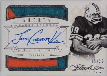 2014 Panini Flawless - Greats Dual Patch Autographs #38 Larry Csonka Front
