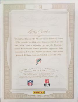 2014 Panini Flawless - Greats Dual Patch Autographs Ruby #38 Larry Csonka Back
