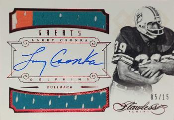 2014 Panini Flawless - Greats Dual Patch Autographs Ruby #38 Larry Csonka Front