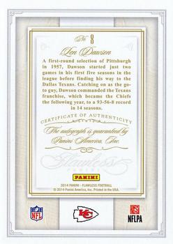 2014 Panini Flawless - Hall of Fame Autographs Gold #8 Len Dawson Back
