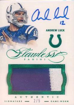 2014 Panini Flawless - Patches Autographs Emerald #6 Andrew Luck Front