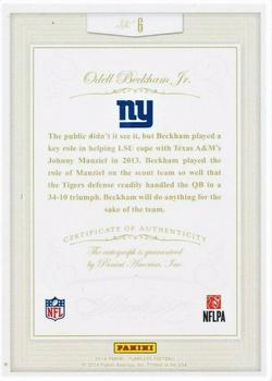 2014 Panini Flawless - Rookie Inscriptions #6 Odell Beckham Jr. Back