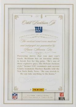 2014 Panini Flawless - Rookie Patches Autographs #6 Odell Beckham Jr. Back