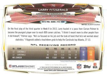 2014 Topps Chrome - Refractor #76 Larry Fitzgerald Back