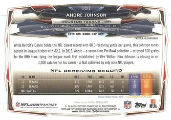 2014 Topps Chrome - Refractor #101 Andre Johnson Back