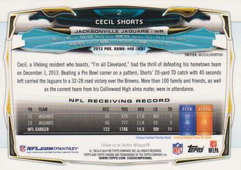 2014 Topps Chrome - Refractor #2 Cecil Shorts Back